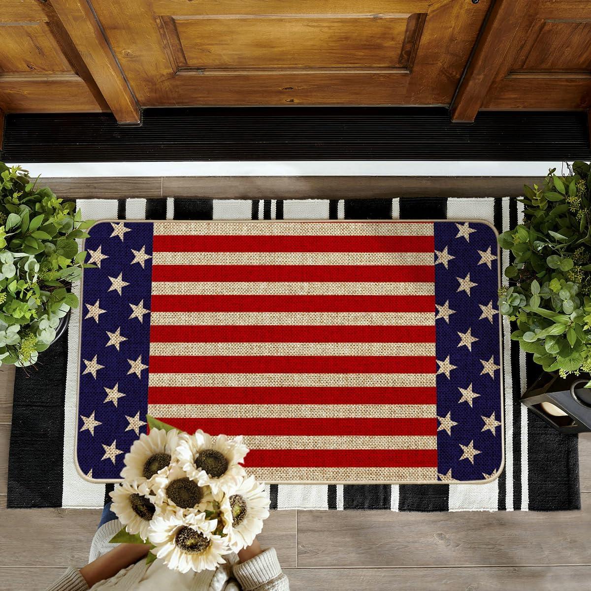 image:imageArtoid Mode Stars Stripes Patriotic 4th of July Doormat Memorial Day Home Decor Switch Rug Door Mat Floor Mat for Indoor Outdoor 17x29 Inch