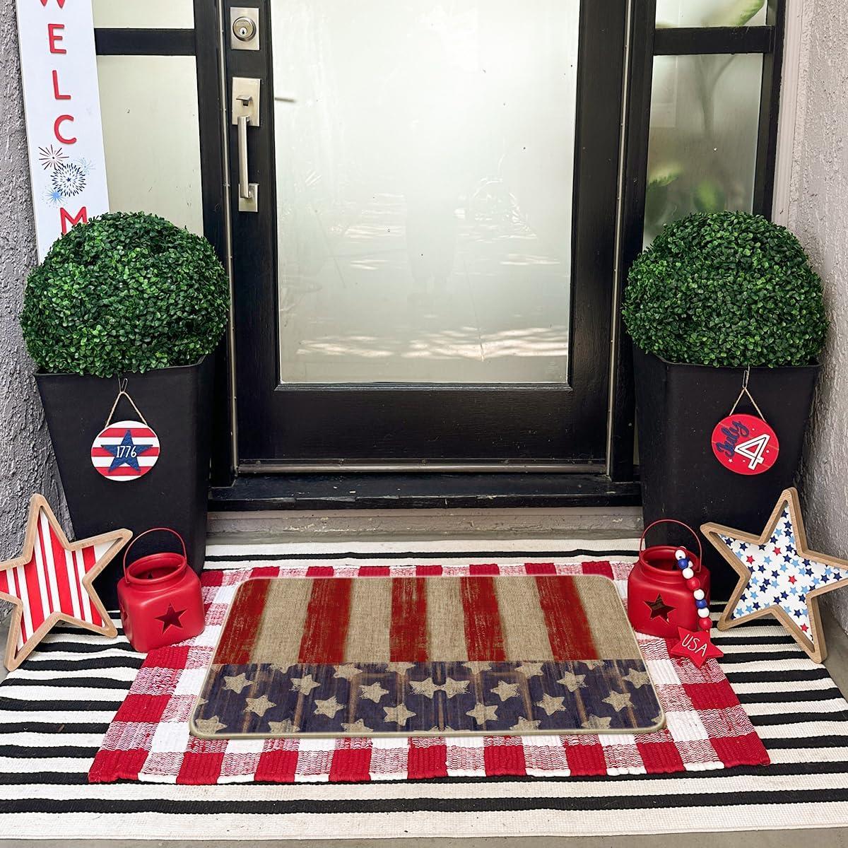 image:imageArtoid Mode Stars and Stripes Patriotic 4TH of July Doormat Memorial Day Home Decor LowProfile Switch Rug Door Mat Floor Mat for Indoor Outdoor 17x29 Inch