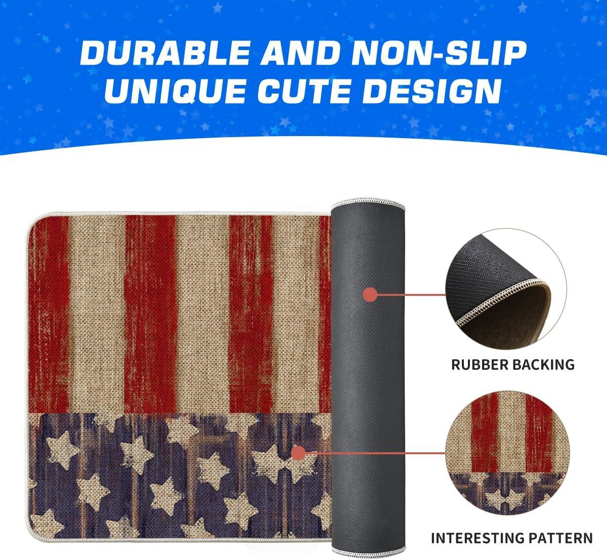 image:imageArtoid Mode Stars and Stripes Patriotic 4TH of July Doormat Memorial Day Home Decor LowProfile Switch Rug Door Mat Floor Mat for Indoor Outdoor 17x29 Inch