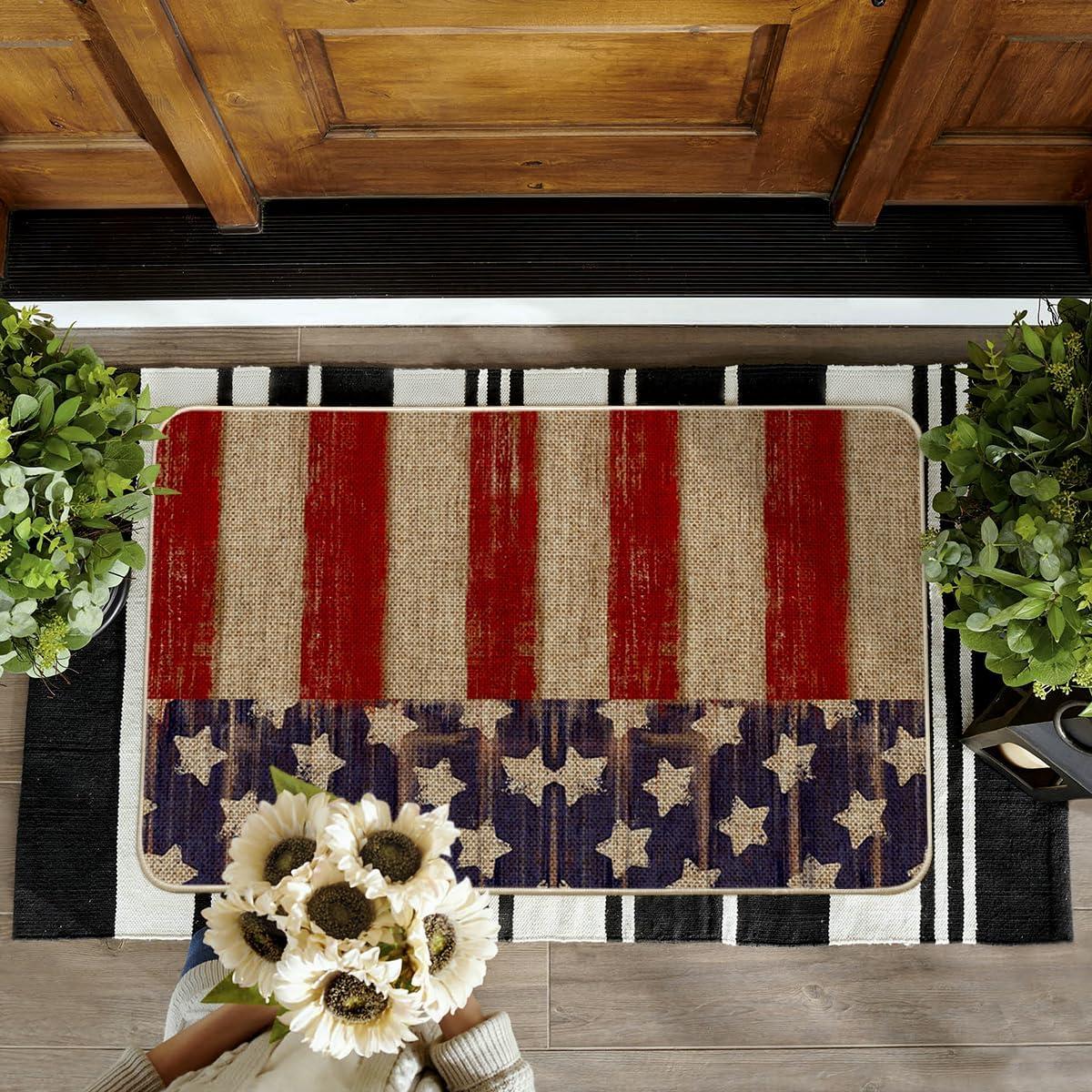 image:imageArtoid Mode Stars and Stripes Patriotic 4TH of July Doormat Memorial Day Home Decor LowProfile Switch Rug Door Mat Floor Mat for Indoor Outdoor 17x29 Inch