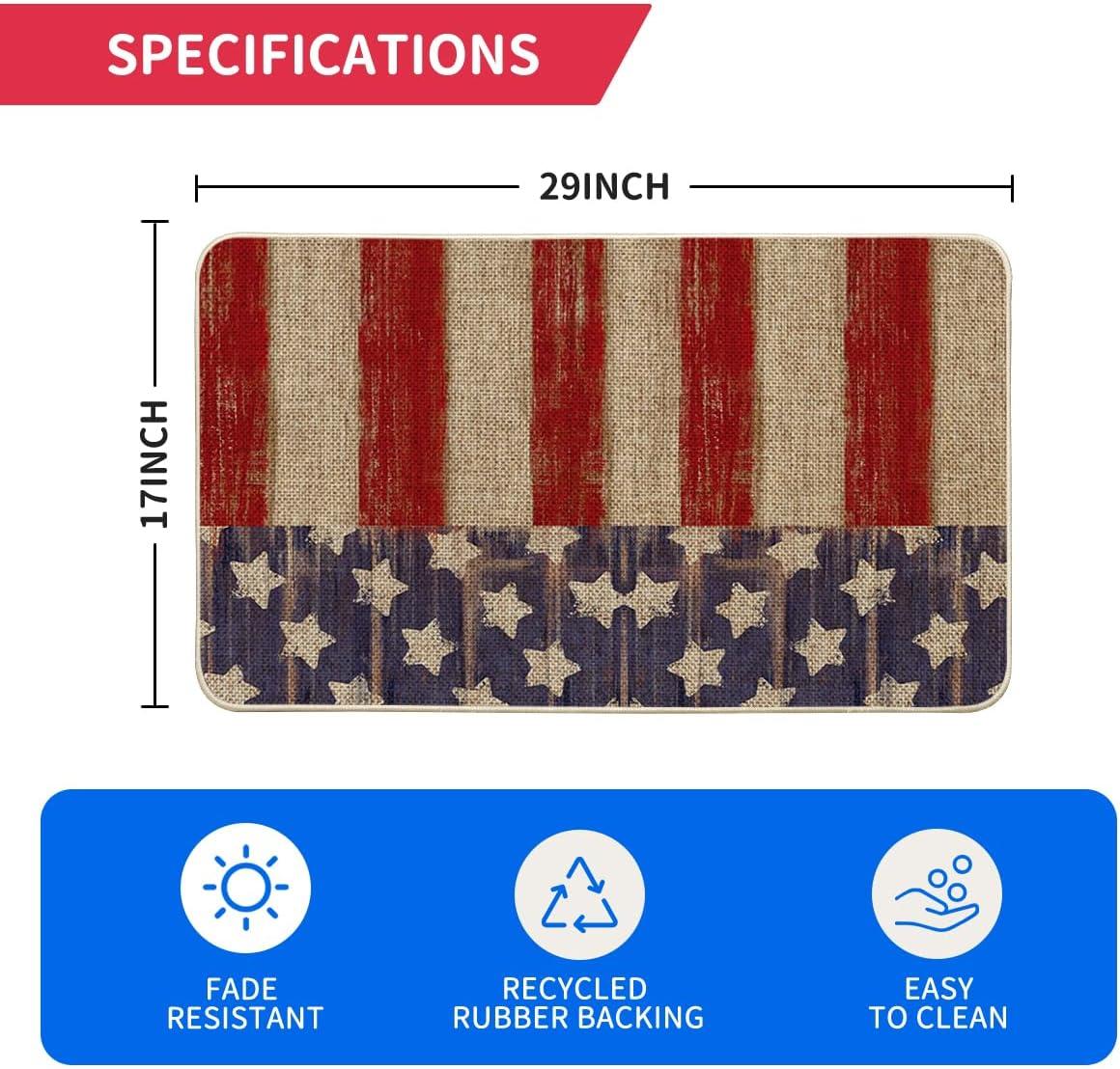 image:imageArtoid Mode Stars and Stripes Patriotic 4TH of July Doormat Memorial Day Home Decor LowProfile Switch Rug Door Mat Floor Mat for Indoor Outdoor 17x29 Inch