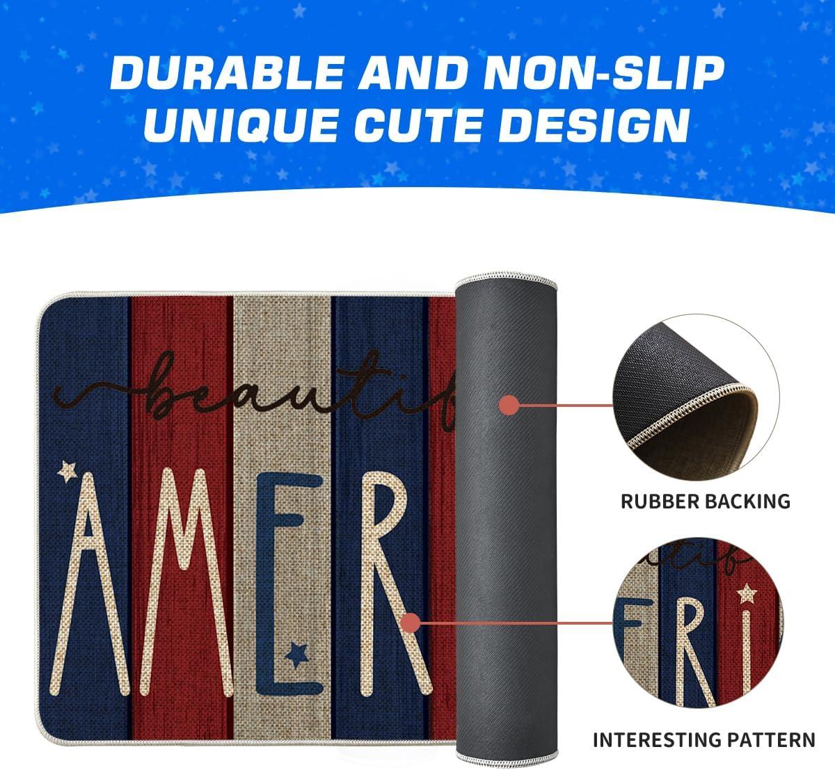 image:imageArtoid Mode Vertical Stripe American Flag Stars Patriotic 4th of July Doormat Memorial Day Home Decor Switch Rug Door Mat Floor Mat 17x29 Inch