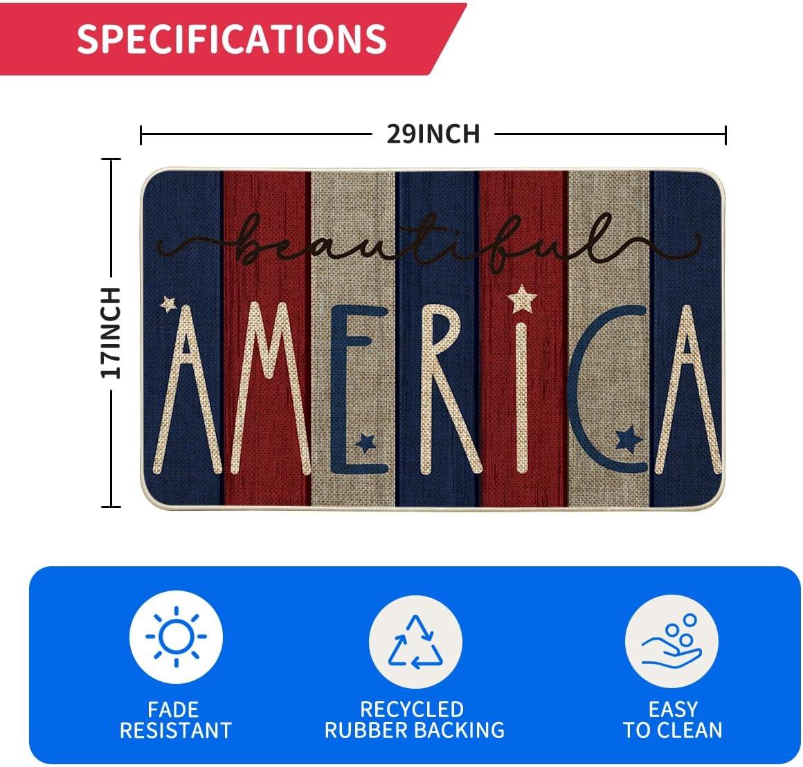 image:imageArtoid Mode Vertical Stripe American Flag Stars Patriotic 4th of July Doormat Memorial Day Home Decor Switch Rug Door Mat Floor Mat 17x29 Inch