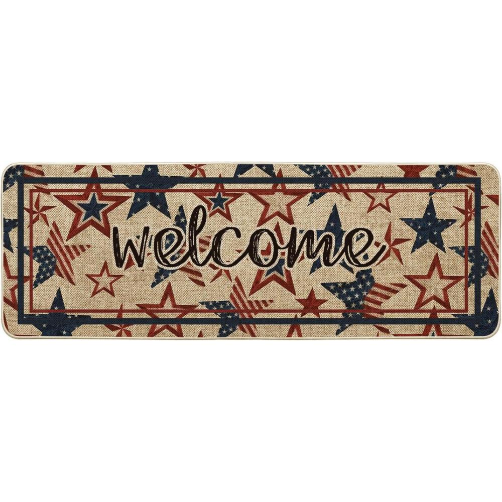 image:imageArtoid Mode America Stars Memorial Day Welcome Doormat 4th of July Patriotic Independence Day Home Decor LowProfile Switch Rug Door Mat Floor Mat for Indoor Outdoor 17x47 InchBeige