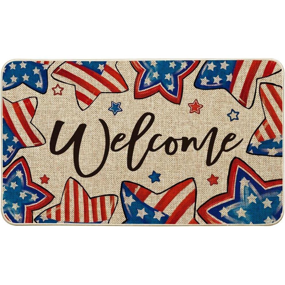 image:imageArtoid Mode American Flag Stars Welcome Patriotic 4th of July Doormat Memorial Day Home Decor Switch Rug Door Mat Floor Mat for Indoor Outdoor 17x29 Inch