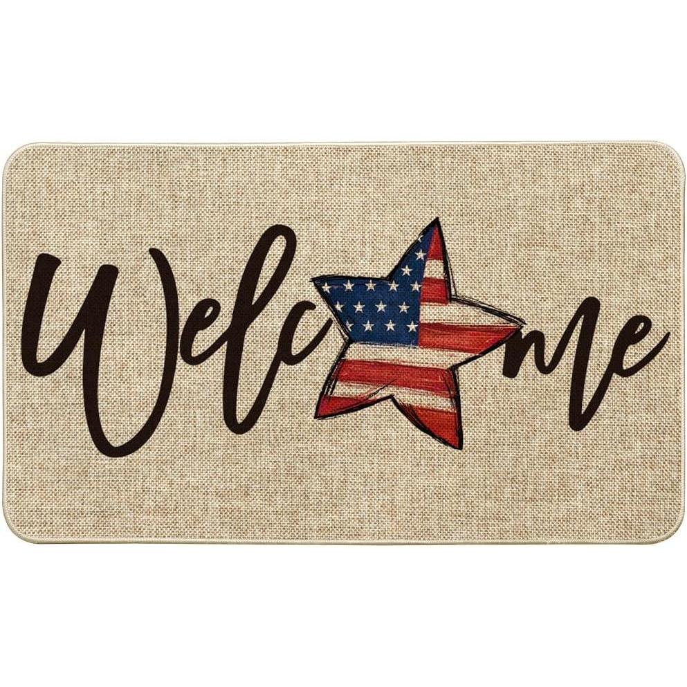 image:imageArtoid Mode Elegant American Flag Stars Memorial Day Welcome Doormat 4th of July Patriotic Liberty LowProfile Yard Floor Switch Mat for Indoor Outdoor 17 x 29 Inch