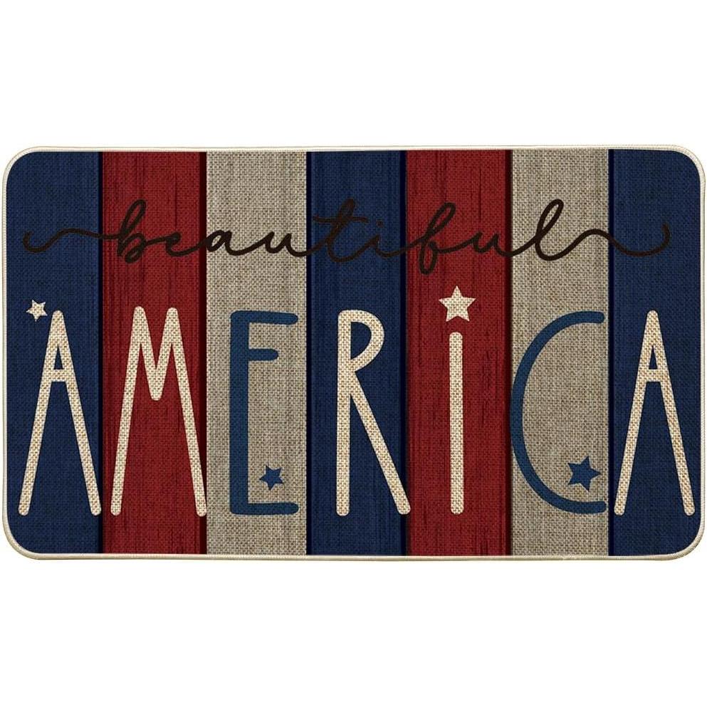 image:imageArtoid Mode Vertical Stripe American Flag Stars Patriotic 4th of July Doormat Memorial Day Home Decor Switch Rug Door Mat Floor Mat 17x29 Inch