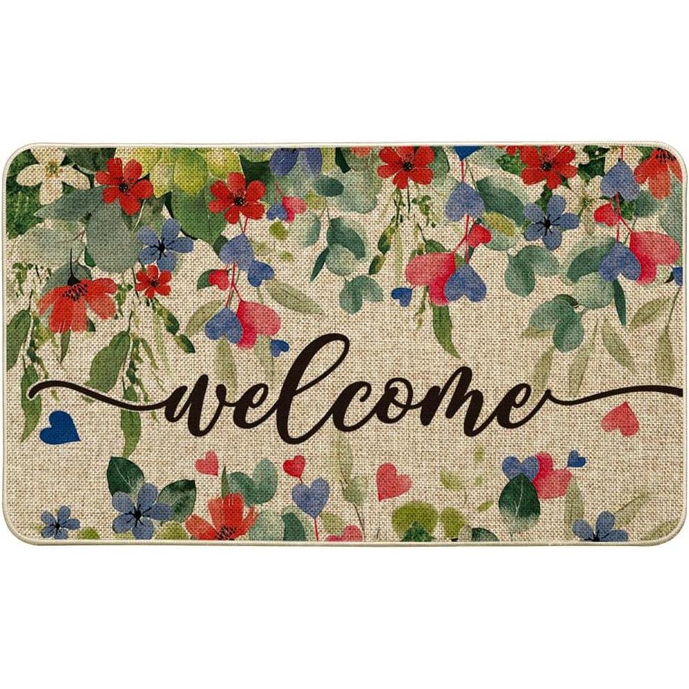 image:imageArtoid Mode Welcome Floral Eucalyptus Patriotic 4TH of July Doormat Memorial Day Home Decor LowProfile Switch Rug Door Mat Floor Mat for Indoor Outdoor 17x29 Inch