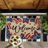 Artoid Mode American Flag Stars Welcome Patriotic 4th of July Doormat, Memorial Day Home Decor Switch Rug Door Mat Floor Mat for Indoor Outdoor 17×29 Inch