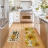 Artoid Mode Beige Bee Sunflower Daisy Home Spring Kitchen Mats Set of 2, Summer Home Decor Low-Profile Kitchen Rugs for Floor – 17×29 and 17×47 Inch(Beige)