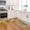 Artoid Mode Beige Bee Sunflower Daisy Home Spring Kitchen Mats Set of 2, Summer Home Decor Low-Profile Kitchen Rugs for Floor – 17×29 and 17×47 Inch(Beige)