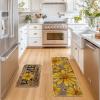 Artoid Mode Beige Bee Sunflower Daisy Home Spring Kitchen Mats Set of 2, Summer Home Decor Low-Profile Kitchen Rugs for Floor – 17×29 and 17×47 Inch(Brown)