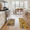 Artoid Mode Beige Bee Sunflower Daisy Home Spring Kitchen Mats Set of 2, Summer Home Decor Low-Profile Kitchen Rugs for Floor – 17×29 and 17×47 Inch(Brown)