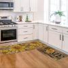 Artoid Mode Beige Bee Sunflower Daisy Home Spring Kitchen Mats Set of 2, Summer Home Decor Low-Profile Kitchen Rugs for Floor – 17×29 and 17×47 Inch(Brown)