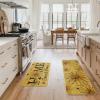 Artoid Mode Beige Bee Sunflower Daisy Home Spring Kitchen Mats Set of 2, Summer Home Decor Low-Profile Kitchen Rugs for Floor – 17×29 and 17×47 Inch(Yellow)