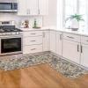 Artoid Mode Blue Floral Flowers Spring Kitchen Mats Set of 2, Home Decor Low-Profile Kitchen Rugs for Floor – 17×29 and 17×47 Inch