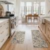 Artoid Mode Blue Floral Flowers Spring Kitchen Mats Set of 2, Home Decor Low-Profile Kitchen Rugs for Floor – 17×29 and 17×47 Inch