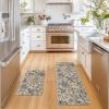 Artoid Mode Blue Floral Flowers Spring Kitchen Mats Set of 2, Home Decor Low-Profile Kitchen Rugs for Floor – 17×29 and 17×47 Inch
