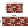 Artoid Mode Buffalo Plaid Love Hearts Valentines Kitchen Mats Set of 2, Low-Profile Home Decor Kitchen Rugs for Floor – 17×29 and 17×47 Inch