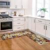 Artoid Mode Flowers Irises Mardi Gras Kitchen Mats Set of 2, Carnival Home Decor Low-Profile Kitchen Rugs for Floor – 17×29 and 17×47 Inch