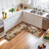 Artoid Mode Flowers Irises Mardi Gras Kitchen Mats Set of 2, Carnival Home Decor Low-Profile Kitchen Rugs for Floor – 17×29 and 17×47 Inch