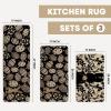 Artoid Mode Pink Bunny Egg Leaves Easter Kitchen Mats Set of 2, Spring Home Decor Low-Profile Kitchen Rugs for Floor – 17×29 and 17×47 Inch(Black)