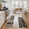 Artoid Mode Pink Bunny Egg Leaves Easter Kitchen Mats Set of 2, Spring Home Decor Low-Profile Kitchen Rugs for Floor – 17×29 and 17×47 Inch(Black)