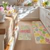 Artoid Mode Pink Bunny Egg Leaves Easter Kitchen Mats Set of 2, Spring Home Decor Low-Profile Kitchen Rugs for Floor – 17×29 and 17×47 Inch(Pink)