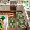 Artoid Mode Plaid Shamrock Lucky Charm St. Patrick’s Day Kitchen Mats Set of 2, Home Decor Low-Profile Kitchen Rugs for Floor – 17×29 and 17×47 Inch