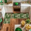 Artoid Mode Plaid Shamrock Lucky Charm St. Patrick’s Day Kitchen Mats Set of 2, Home Decor Low-Profile Kitchen Rugs for Floor – 17×29 and 17×47 Inch