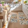 Artoid Mode Rabbit Bunny Chinoiserie Flowers Easter Kitchen Mats Set of 2, Spring Home Decor Low-Profile Kitchen Rugs for Floor – 17×29 and 17×47 Inch