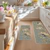 Artoid Mode Rabbit Flowers Bunny Easter Kitchen Mats Set of 2, Spring Home Decor Low-Profile Kitchen Rugs for Floor – 17×29 and 17×47 Inch(Blue)