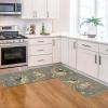 Artoid Mode Rabbit Flowers Bunny Easter Kitchen Mats Set of 2, Spring Home Decor Low-Profile Kitchen Rugs for Floor – 17×29 and 17×47 Inch(Blue)