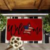 Artoid Mode Red American Flag Stars Memorial Day Welcome Doormat, 4th of July Patriotic Liberty Low-Profile Yard Floor Switch Mat for Indoor Outdoor 17 x 29 Inch