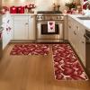 Artoid Mode Red Love Heart Valentines Kitchen Mats Set of 2, Low-Profile Home Decor Kitchen Rugs for Floor – 17×29 and 17×47 Inch