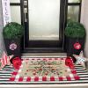 Artoid Mode Welcome Floral Red Flowers Leaves Patriotic 4TH of July Doormat, Memorial Day Home Decor Low-Profile Switch Rug Door Mat Floor Mat for Indoor Outdoor 17×29 Inch