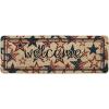 Artoid Mode America Stars Memorial Day Welcome Doormat, 4th of July Patriotic Independence Day Home Decor Low-Profile Switch Rug Door Mat Floor Mat for Indoor Outdoor 17×47 Inch(Beige)