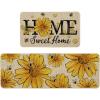 Artoid Mode Beige Bee Sunflower Daisy Home Spring Kitchen Mats Set of 2, Summer Home Decor Low-Profile Kitchen Rugs for Floor – 17×29 and 17×47 Inch(Beige)