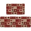 Artoid Mode Buffalo Plaid Love Hearts Valentines Kitchen Mats Set of 2, Low-Profile Home Decor Kitchen Rugs for Floor – 17×29 and 17×47 Inch