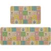 Artoid Mode Colorful Checkered Bunny Happy Easter Kitchen Mats Set of 2, Home Seasonal Spring Easter Holiday Party Floor Mat – 17×29 and 17×47 Inch