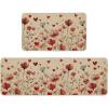 Artoid Mode Floral Heart Flowers Valentines Kitchen Mats Set of 2, Low-Profile Home Decor Kitchen Rugs for Floor – 17×29 and 17×47 Inch