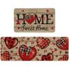 Artoid Mode Home Sweet Home Heart Beads Valentines Kitchen Mats Set of 2, Low-Profile Home Decor Kitchen Rugs for Floor – 17×29 and 17×47 Inch