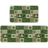 Artoid Mode Plaid Shamrock Lucky Charm St. Patrick’s Day Kitchen Mats Set of 2, Home Decor Low-Profile Kitchen Rugs for Floor – 17×29 and 17×47 Inch