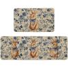 Artoid Mode Rabbit Bunny Chinoiserie Flowers Easter Kitchen Mats Set of 2, Spring Home Decor Low-Profile Kitchen Rugs for Floor – 17×29 and 17×47 Inch