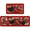 Artoid Mode Red Dot Heart Love Valentines Kitchen Mats Set of 2, Low-Profile Home Decor Kitchen Rugs for Floor – 17×29 and 17×47 Inch