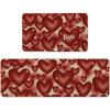 Artoid Mode Red Love Heart Valentines Kitchen Mats Set of 2, Low-Profile Home Decor Kitchen Rugs for Floor – 17×29 and 17×47 Inch