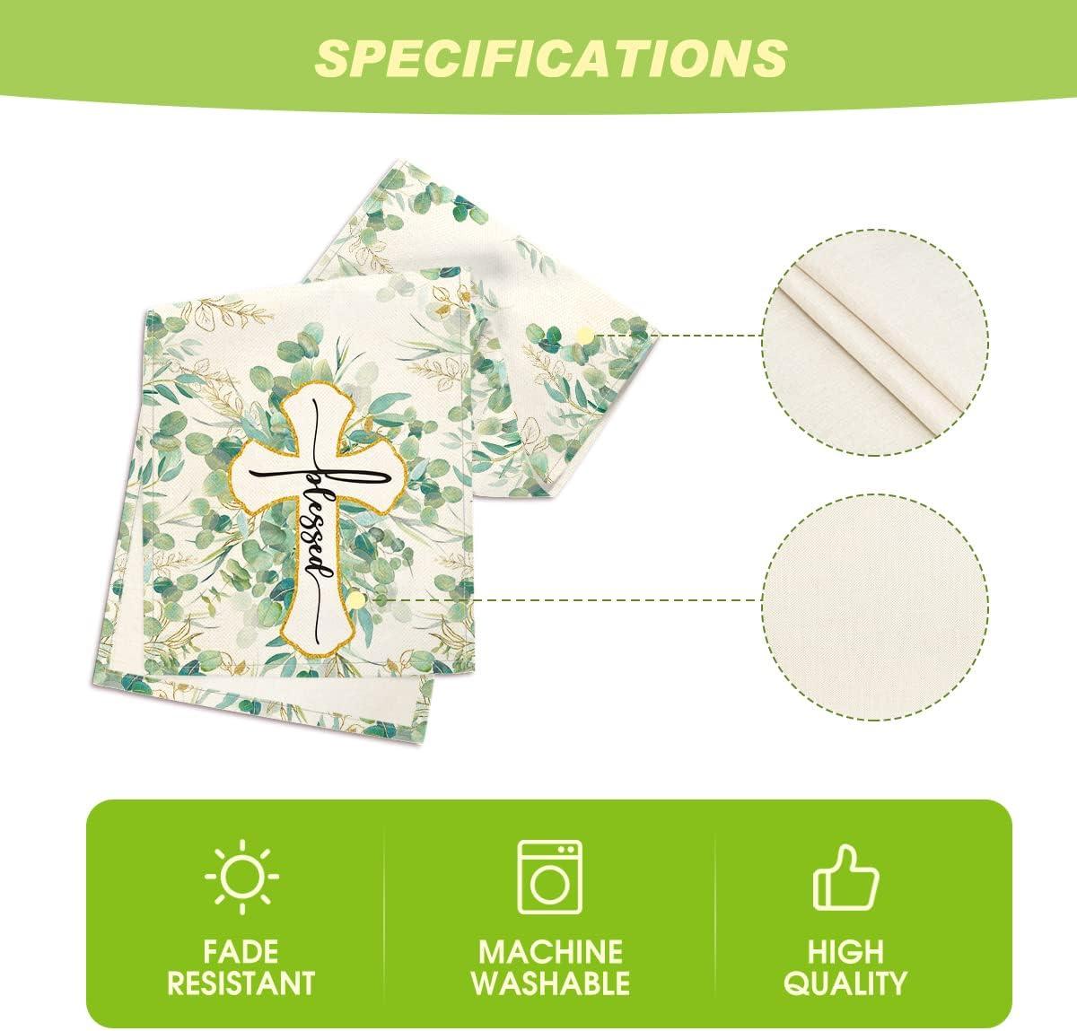 image:imageArtoid Mode Blessed Cross Eucalyptus Table Runner Spring Summer Seasonal Kitchen Dining Table Decoration for Home Party Decor 13 x 72 InchGreen