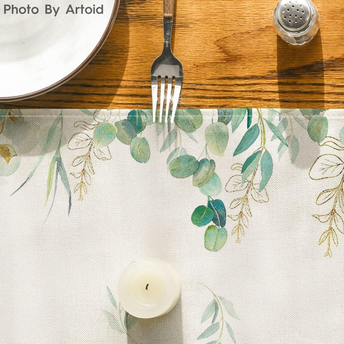 image:imageArtoid Mode Blessed Cross Eucalyptus Table Runner Spring Summer Seasonal Kitchen Dining Table Decoration for Home Party Decor 13 x 72 InchGreen