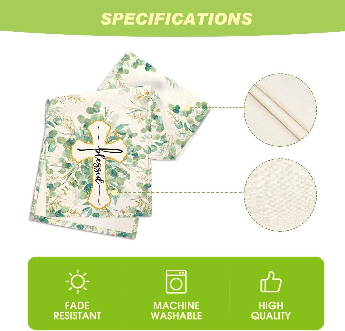 image:imageArtoid Mode Blessed Cross Eucalyptus Table Runner Spring Summer Seasonal Kitchen Dining Table Decoration for Home Party Decor 13 x 72 InchGreen