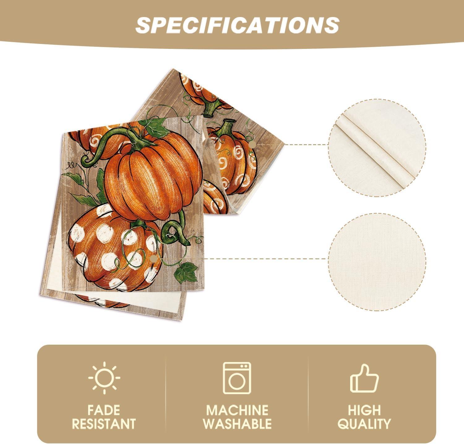 image:imageArtoid Mode Polka Dot Pumpkins Vine 2PCS Fall Table Runner Seasonal Autumn Thanksgiving Kitchen Dining Table Decoration Home Party Decor 13x72 InchWood